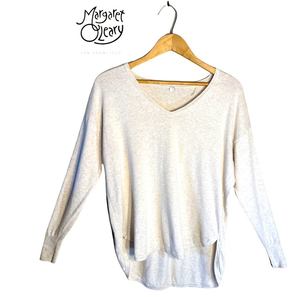 Margaret O’Leary - 100% Cotton V Neck Sweater - Oatmeal Color - Size XS